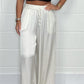Stylish Drawstring Waist Straight Leg Smooth Loose Trousers with Pockets