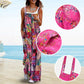 Dam sommar Bohemian Wide Leg Jumpsuit med fickor